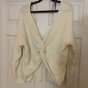 Open back white sweater